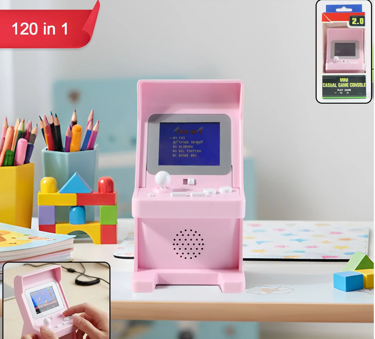 Mini Retro Arcade Console – 120 Classic Games & Joystick Fun