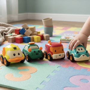 Animal Cartoon Pull-Back Toy Car Set – 4 Vibrant Mini Vehicles